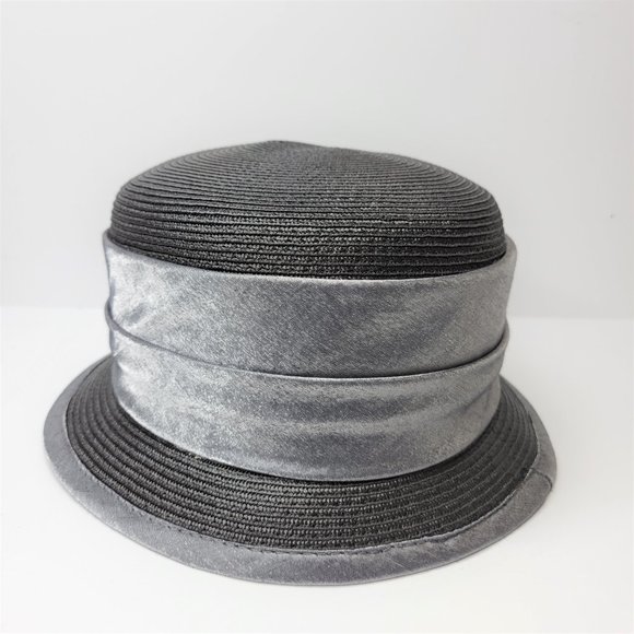 Grey Dress Hat Church Hat with Satin Flower Rosette One Size - Picture 7 of 15